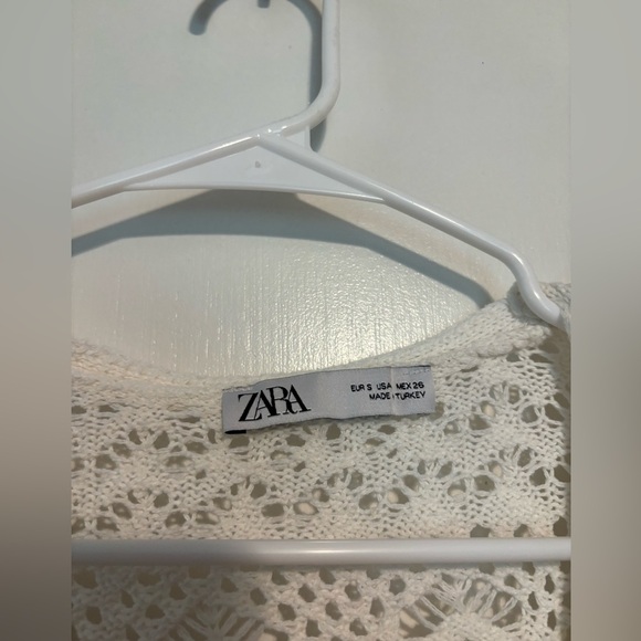 Zara Europe Crochet Cardigan Cover Up White Small - Picture 2 of 4
